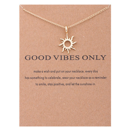 Wholesale Fashion Gold-Color Good Vibes Only Sun Necklaces & Pendants For Women Jewelry Gift