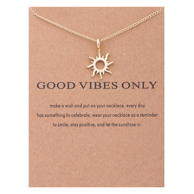 Wholesale Fashion Gold-Color Good Vibes Only Sun Necklaces & Pendants For Women Jewelry Gift