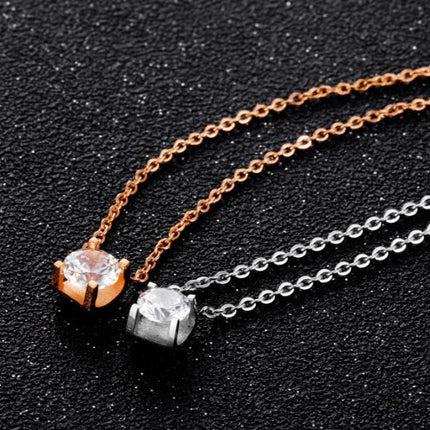 Women Chain Link Necklaces Trendy Round White Big Cubic Zirconia Charm Necklace For Women Girl Gift Jewelry