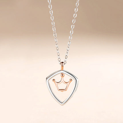 Simple Hollow Shield Crown Pendant For Men And Women A Pair Of Necklaces