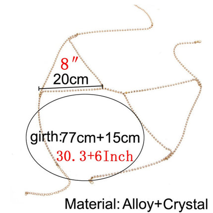 Jewelry Popular Shining Rhinestone Halter Necklace Bikini Beach Body Chain