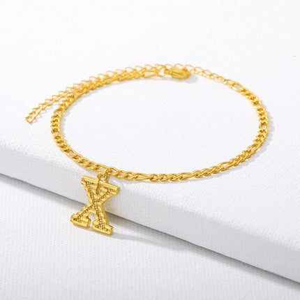 Initial Gold Letter Anklet Alphabet Pendants Jewelry