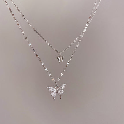 Fashion Jewelry Double Butterfly Necklace Gold Plated Butterfly Pendant Engagement Necklaces For Women Animal Jewelry Anniversary Gift