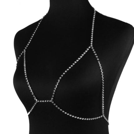 Jewelry Popular Shining Rhinestone Halter Necklace Bikini Beach Body Chain