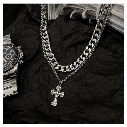 Retro Cross Titanium Steel Necklaces For Men And Women