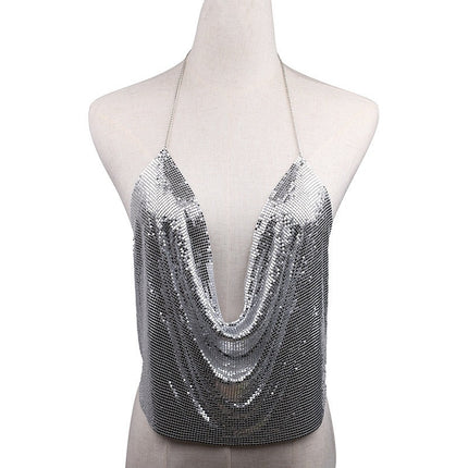 new jewelry creative sequins chest chain personality exaggerated body chain Europe and the United States big necklace
