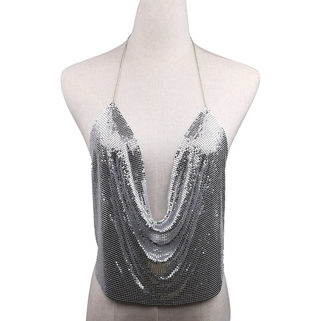 new jewelry creative sequins chest chain personality exaggerated body chain Europe and the United States big necklace