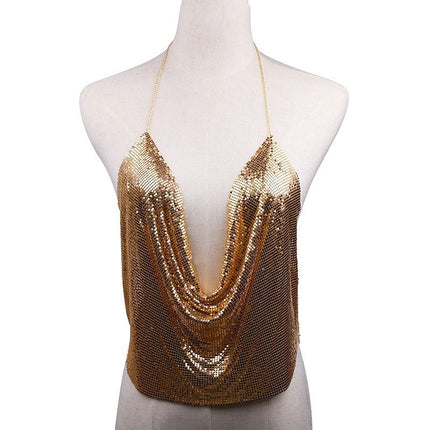 new jewelry creative sequins chest chain personality exaggerated body chain Europe and the United States big necklace