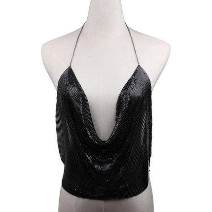 new jewelry creative sequins chest chain personality exaggerated body chain Europe and the United States big necklace