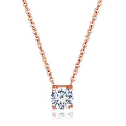 Women Chain Link Necklaces Trendy Round White Big Cubic Zirconia Charm Necklace For Women Girl Gift Jewelry