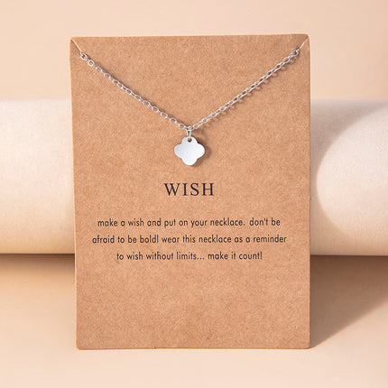 Fashion Silver Four-leaf Clover Necklace Stainless Steel Cloud Pendant Necklaces Chokers For Women Girls